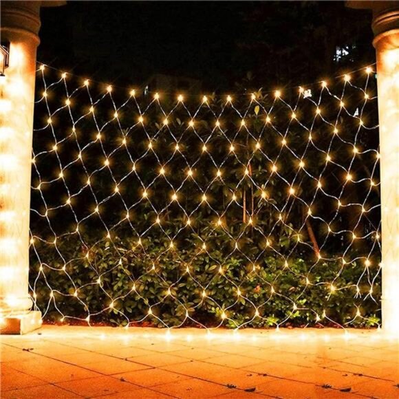 Christmas Net Lights, 9.8ft x 6.6ft 200 LED Mesh Decor with 8 Modes Waterproof - Picture 4 of 7